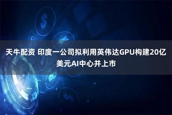 天牛配资 印度一公司拟利用英伟达GPU构建20亿美元AI中心并上市