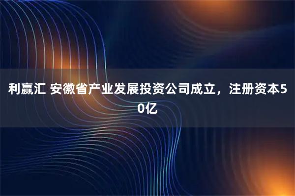 利赢汇 安徽省产业发展投资公司成立，注册资本50亿
